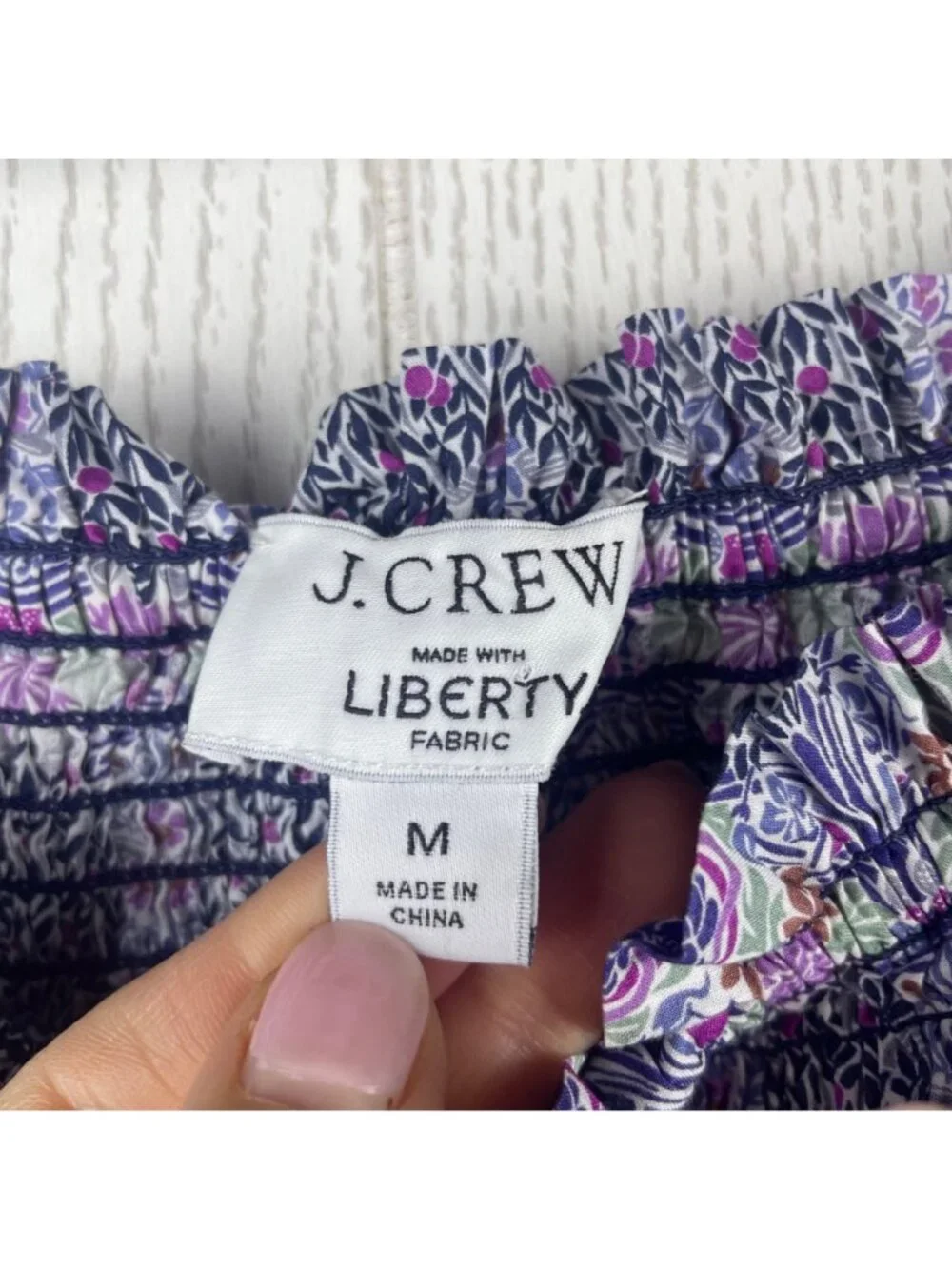 J.Crew Liberty Fabric Floral Smocked Puff Sleeve Peplum Top Medium Cotton BG161